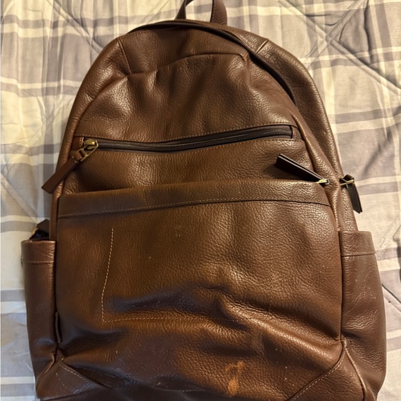 Fossil Dark Brown Leather Backpack - Picture 1 of 4